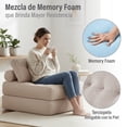 thumbnail image 3 of MAGMALIFE Sofá Plegable 2 en 1, Terciopelo Suave, Relleno de Memory Foam, Respaldo Antideslizante, Color Beige, 85x85x78 cm, Se Convierte en Cama, Ideal para Sala, Recámara u Oficina, 3 of 7