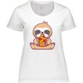 thumbnail image 3 of Inktastic Sloth Pizza Women's Plus Size T-Shirt, 3 of 5