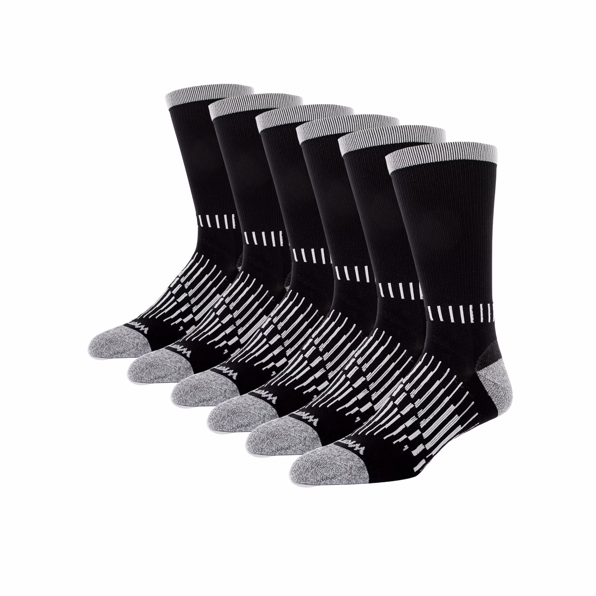 Wrangler Men's Ultimate Durable Work Socks, Crew Socks for Men, Black, 6 Pack