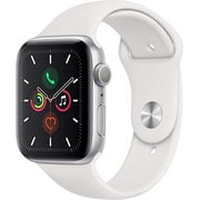 Apple Watch Series 5 (GPS + Cellular, 44mm) Silver Aluminum Case with White Sport Band