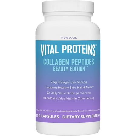 Vital Proteins Collagen Peptides Beauty Edition Capsules, 2.5g of Collagen Per Serving with Biotin and Vitamin C, 30 Servings