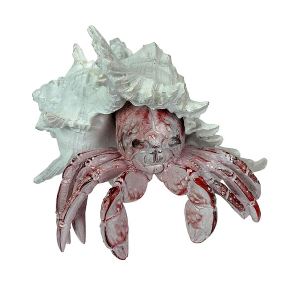 Things2Die4 Things2die4 Red Resin Hermit Crab Statue 5.25 inch Coastal Tabletop Figurine Decor