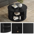 thumbnail image 4 of LINSY HOME Fluted Coffee Table Round with Large Storage, Mid-Century Coffee Table for Living Room with Sliding Tambour Door, Black, 4 of 7