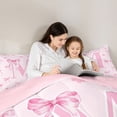 thumbnail image 4 of Erosebridal Pink Bowknot Personalized Initial M Bedding Comforter Set 7 Pieces,Japanese Style Sakura Full Bedding Set,Pink Reversible,Ultra Soft Home Decor, 4 of 6