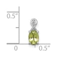 thumbnail image 3 of Auriga Sterling Silver Rhodium Plated Diamond and Peridot Oval Pendant for Women (L-10mm, W-5mm), 3 of 6