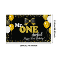 thumbnail image 3 of Mr ONEderful Happy First Birthday Banner Black Gold Bow Balloon Decoration Backdrop Party Supplies Photography Props Celebration Events, 3 of 8