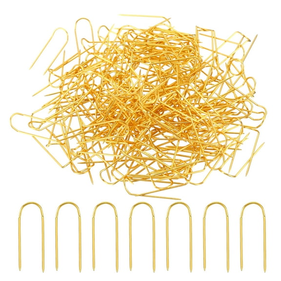 Uxcell Fork Pins, Stainless Steel Sewing U-Pins 0.9" Double Blocking Pin, Golden,200Pack