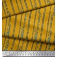 thumbnail image 2 of Soimoi Gold Cotton Cambric Fabric Leaves & Stripe Decor Fabric Printed Yard 42 Inch Wide, 2 of 3