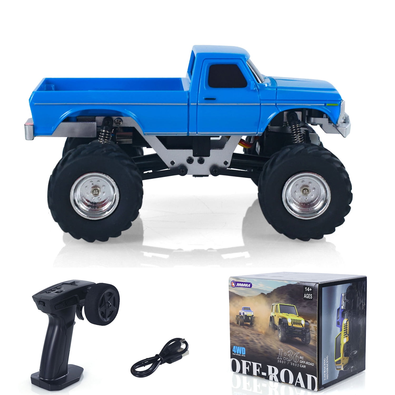 JABAILE 3602 1/36 4WD 2.4G Radio Controlled Off Road Vehicles Mini Crawler Car Battery Lights RTR RC Toys Model Children Gift