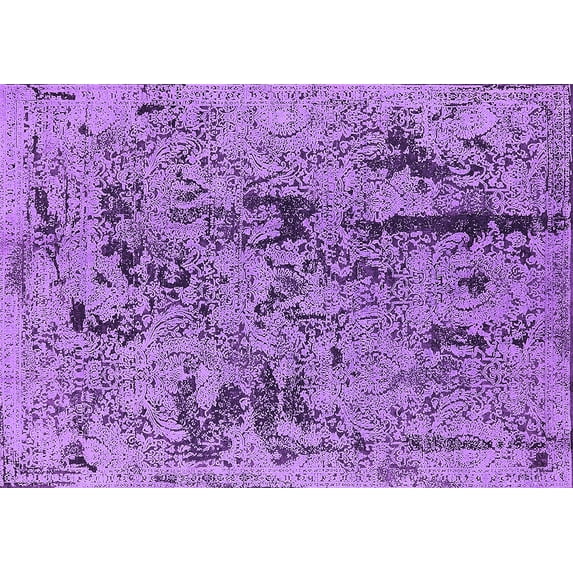 Ahgly Company Indoor Rectangle Oriental Purple Industrial Area Rugs, 7' x 9'