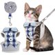 thumbnail image 3 of Juego de arneses y correas para cachorros, correas para gatos, ajustables, chalecos, correas a cuadros (m azul), 3 of 5