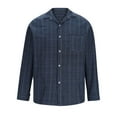 thumbnail image 4 of Wyobmus Mens Button Down Shirts Oversized Long Sleeve Casual Plaid Flannel Shirt Turndown Collar Preppy Blouse Blue, 4 of 8