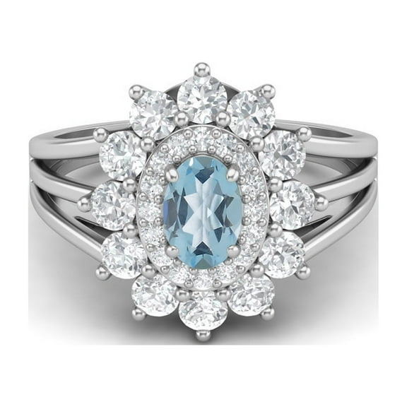 4.03 Ctw Oval Natural Blue Topaz 925 Sterling Silver Solitaire Women's Valentines Day Gifts Ring
