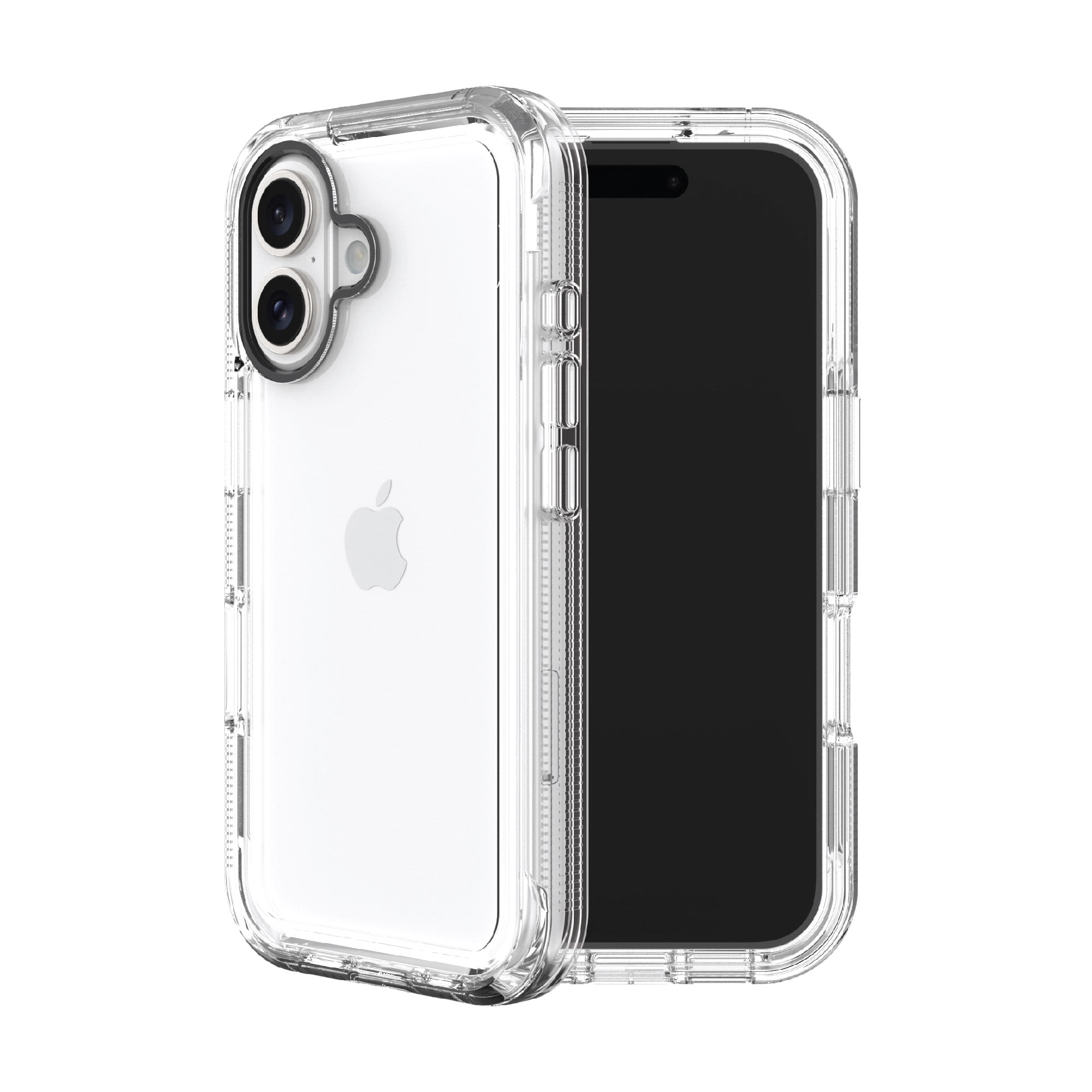 onn. Rugged Phone Case with Holster for iPhone 16 - Clear