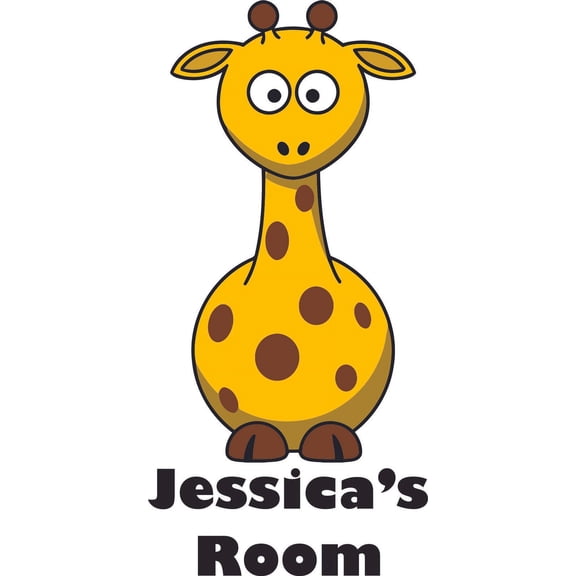Giraffe Giraffes Cute Zoo Animal Customized Wall Decal - Custom Vinyl Wall Art - Personalized Name - Baby Girls Boys Kids Bedroom Wall Decal Room Decor Wall Stickers Decoration Size (20x12 inch)
