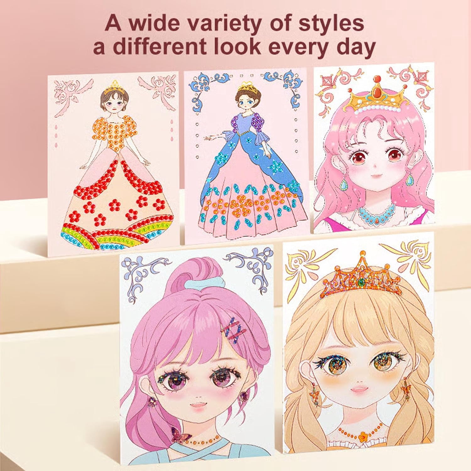 Princess Glam Magic Kit, Special Diamond Art and Princess Book with Foil Art, Sparkling DIY Craft Set for Art Lovers, Creative Birthday & Christmas Gift