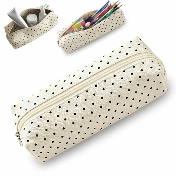 Cute Polka Dot Pencil Case, Vintage Y2K Aesthetic Pencil Pouch with Large Capacity, Pen and Makeup Organizer