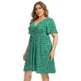 thumbnail image 3 of Women's Plus Size Wrap V Neck Short Sleeve Ruffle Hem A Line Short Dress, 3 of 5