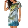 thumbnail image 2 of Naloa Largemouth Bass jumps out of water Print Women Nightgowns,Womens Loungewear,Short Sleeve Sleepwear,Comfy Ladies Nightdress, 2 of 6