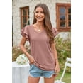 thumbnail image 4 of 2024 Summer New Women's T-shirt Hole Hollow Lotus Sleeve Casual Top, 4 of 5