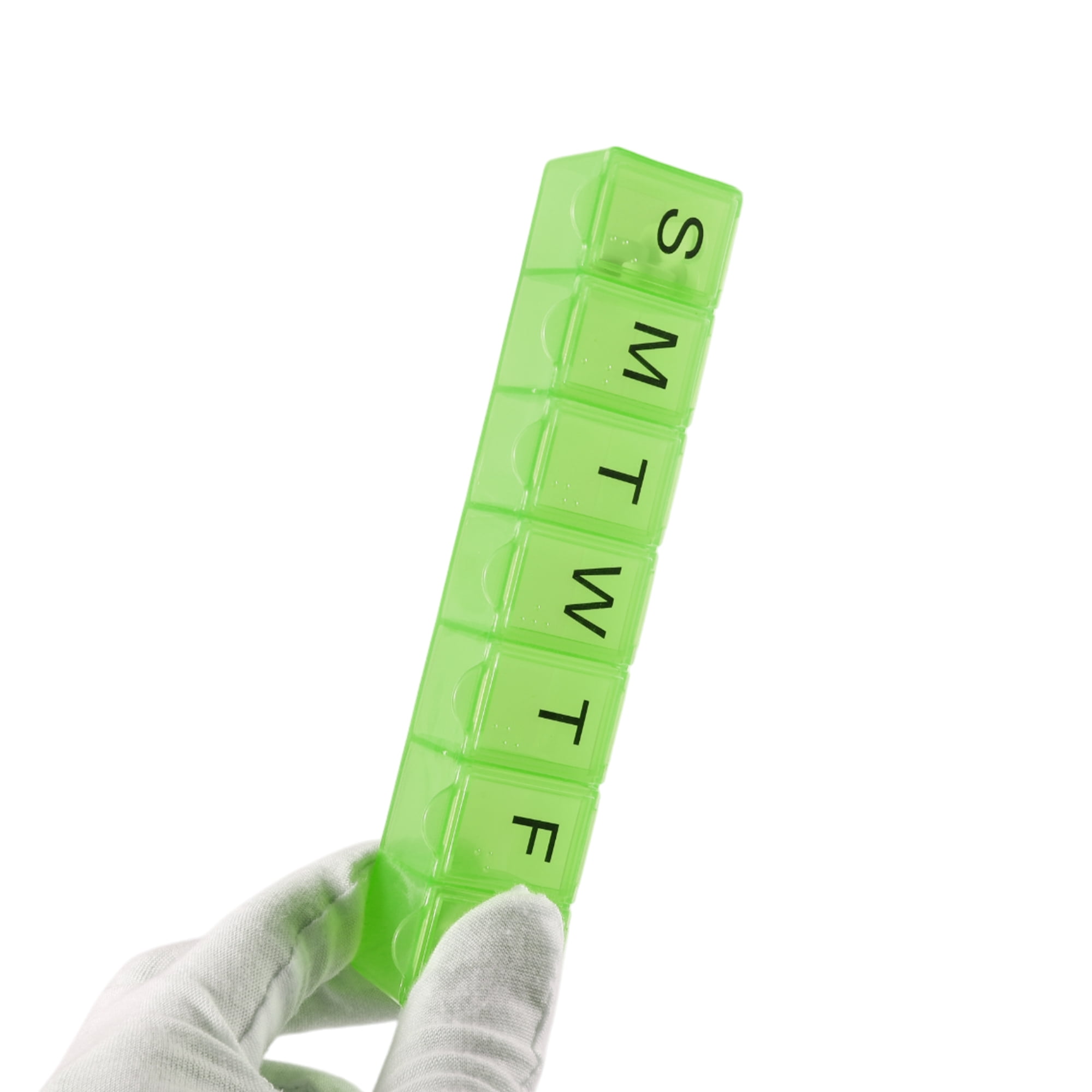 Unique Bargains Lightweight 7 Compartment Single Row Pill Case Clear Green