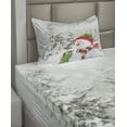 thumbnail image 2 of Ambesonne Christmas Fitted & Top Sheet Set with Sham, Snowy Woodland Holiday, White and Red, 2 of 4