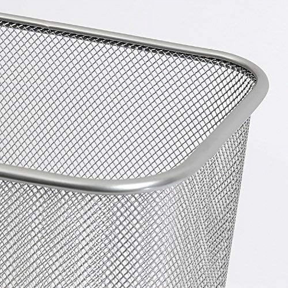 YBM Home Metal 3.5 Gallon Trash Can Wastebasket Recycling Bin for Office, Silver