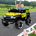 thumbnail image 2 of Accreate 2 Seater Ride on Car with Remote Control, 4WD Off-Road Truck 12V Electric Battery Powered Ride on Toys, 25W Dual Motor, Spring Suspension, 3 Speed, Decor Spare Tire, for Boys Girls, 2 of 6
