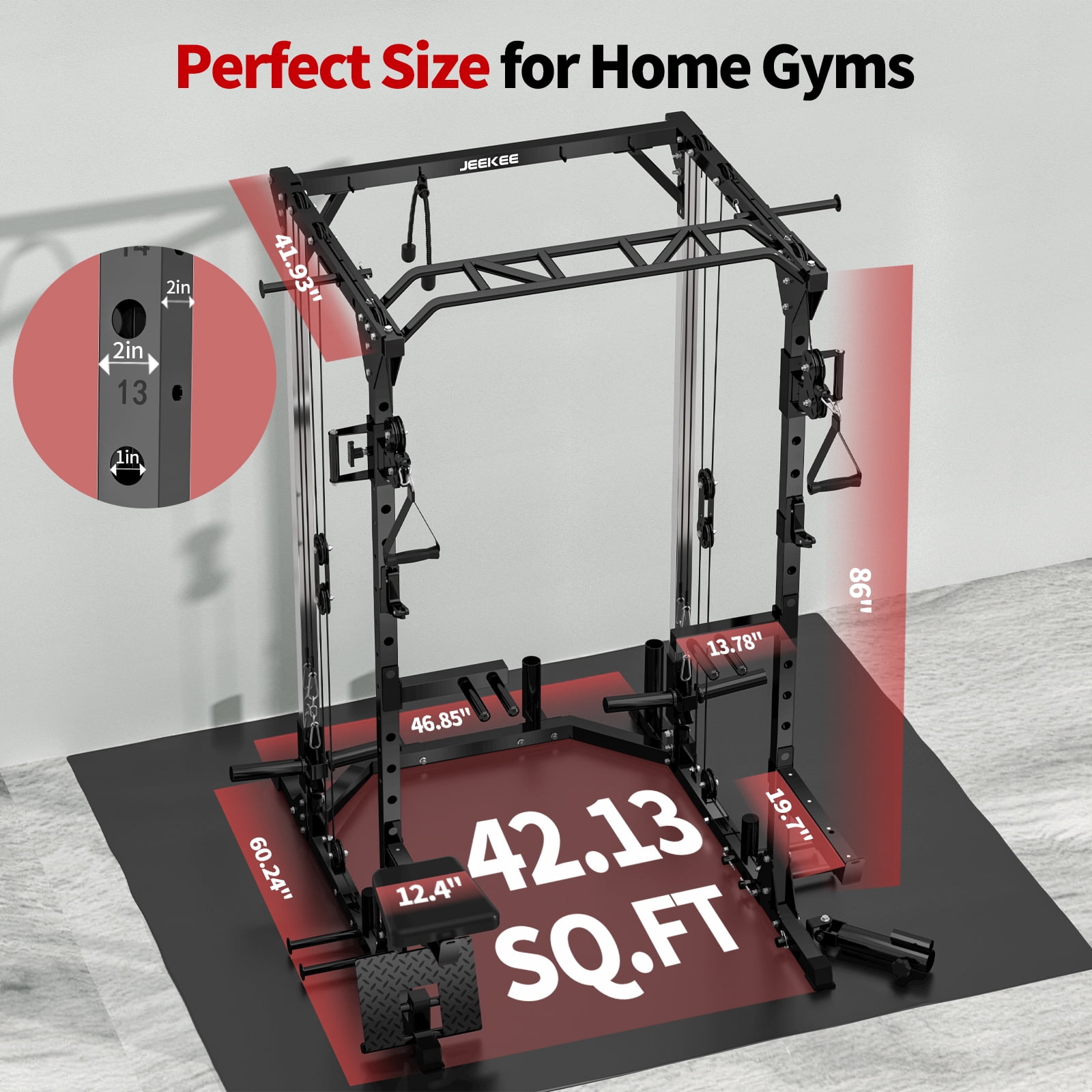 BOGYKIK 2000 lbs Heavy Duty Power Rack with Cable Crossover, Multi-Functional Squat Stand with LAT Pulldown Seat & 25 Attachments, All-in-One Home Gym Smith Machine for Garage Workout