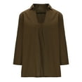 thumbnail image 5 of ShiShine 3/4 Length Sleeve Shirts for Women Casual V Neck Blouses Solid Color Collared Dressy Tunic Tops, 5 of 6