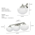 thumbnail image 5 of Hunter - Saddle Creek 3-light Brushed Nickel, Medium Size Vanity Light, Dimmable, Schoolhouse Style, for Bedrooms, Kitchens, Dining, Living Rooms - 19460, 5 of 6