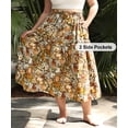 thumbnail image 5 of CASSIE LIZ Skirt for Women Maxi Long Plus Size Pleated Boho Summer Skirts Flowy Tiered Elastic High Waist Drawstring Skirts with Pockets Floral/Leopard (XL-5XL), 5 of 8