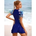 thumbnail image 4 of IDOPIP Short Sleeve Swimsuits Swim Dress Women Rash Guard One Piece Swimwear with Skirt Bathing Suit S-2XL, 4 of 10