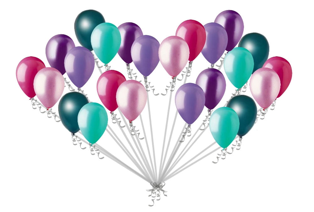 24 pc Pink Purple & Teal Latex Party Balloons Birthday Baby Unicorn Mermaid 2
