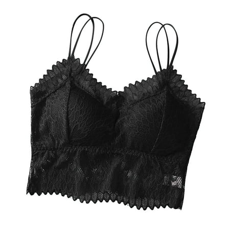 

Womens Lingerie Underwear Fashion Woman s Lace Beauty Back Solid Strap Wrap Hollow Out Bra Beauty Back Lace Tube Top With Chest Pad Adjustable Shoulder Straps No Steel Ring Spaghetti Strap Bla