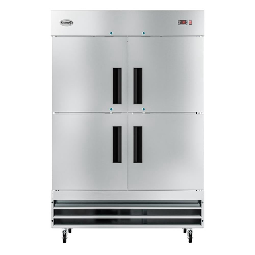 Pemberly Row Silver 54" Commercial Steel Half Door Reach-In Refrigerator