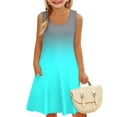 thumbnail image 5 of LTTVQM Dresses for Girls 2025 Casual Sleeveless Sundress Beach Gradient Tank Dresses Fashion Crew Neck Midi Dresses with Pockets Sky Blue 9-10, 5 of 7