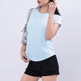 thumbnail image 5 of Blczomt Plain Plus Size Tops for Women Summer Basic Tee Shirt Short Sleeve Casual Blue Crew Neck Shirts for Women, 5 of 5