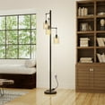 thumbnail image 2 of ModFusion Elegant 3-Head Floor Lamp with Glass Lampshades & Adjustable Standing Lamp with Foot Switch, E26 Bulbs Compatible, Black, 2 of 8