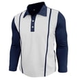 thumbnail image 5 of FYDUU Mens Polo Shirts Men's Long Sleeve Shirts Fashion Casual Button Down Collar Shirt Color Block Stylish Tops Fall Winter Daily Wear Comfort Pullover Shirts, 5 of 8