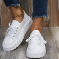 thumbnail image 2 of LOVZFMLL Espadrilles à Plateforme pour Femmes Chaussures Basses en Toile Décontractées Classiques Tendance à Lacets à Enfiler pour Marche Blanc 9.5, 2 of 5