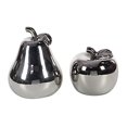 thumbnail image 4 of Deco 79 59716 Exceptional Ceramic Pear Apple, Set of 2, Silver, 4 of 5