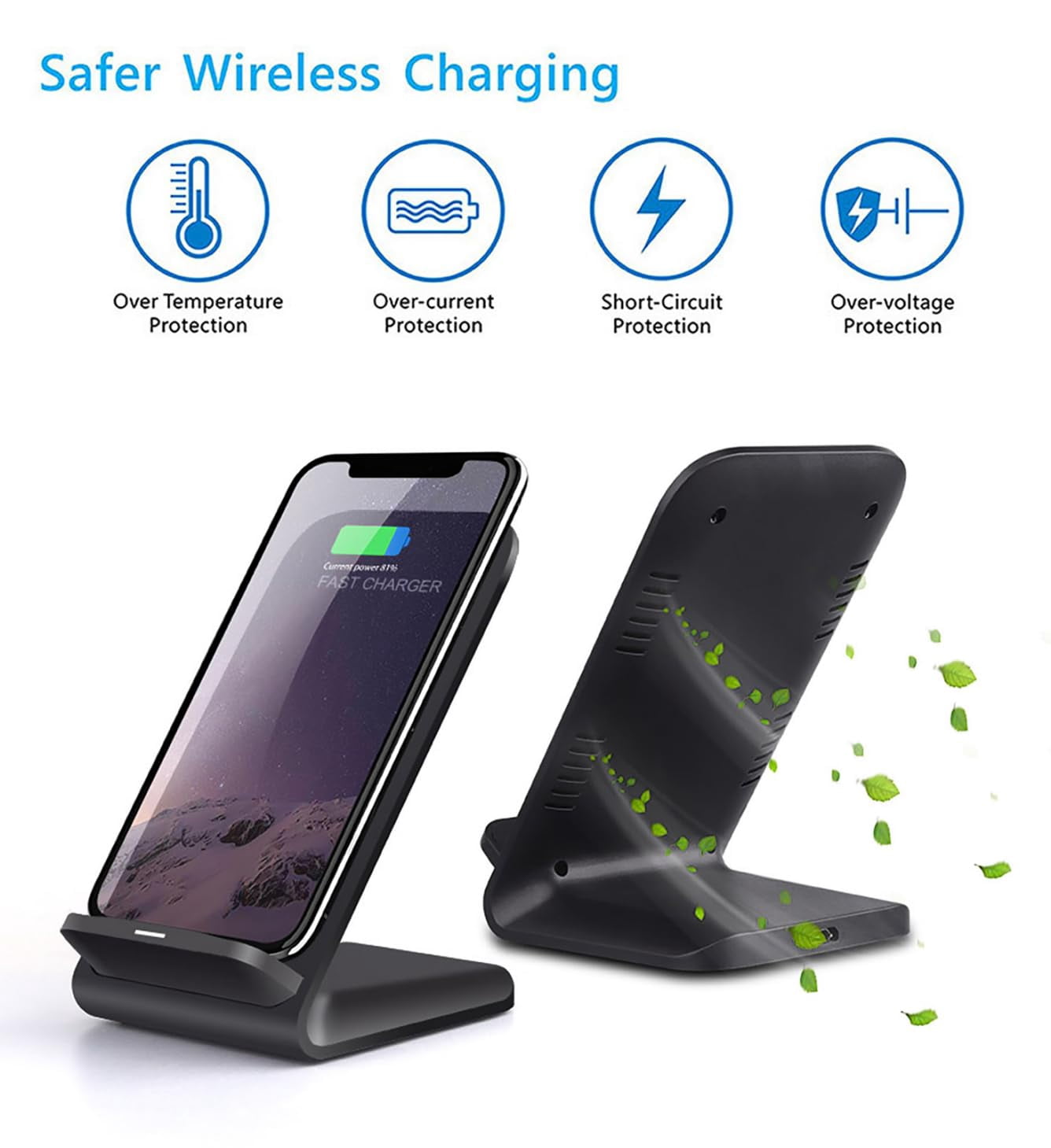 panningbo 20W Fast Wireless Charging Stand with QC3.0 Adapter for Samsung Galaxy S24 S23 S22 S21 iPhone 15 14, Qi Certified Dual Coil Phone Charger, LED Indicator