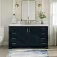 thumbnail image 2 of Ariel Taylor 60 In. Oval Sink Bathroom Vanity With Carrara White Quartz Countertop 1.5 Edge In Midnight Blue, 2 of 11
