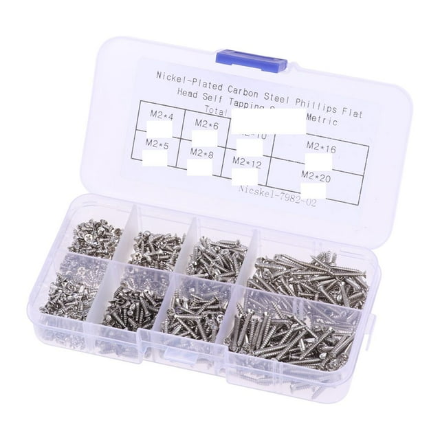 GOOHOCHY 800pcs Self Tapping Screws Set Nickel Plating for Professional Use