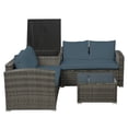 thumbnail image 4 of 4-Pieces Outdoor Patio Furniture Set, All-Weather Wicker Rattan Outdoor Sectional Small Patio Sofa Set Couch Conversation Set w/Coffee Table and Storage Box, Gray Cushions, 4 of 9