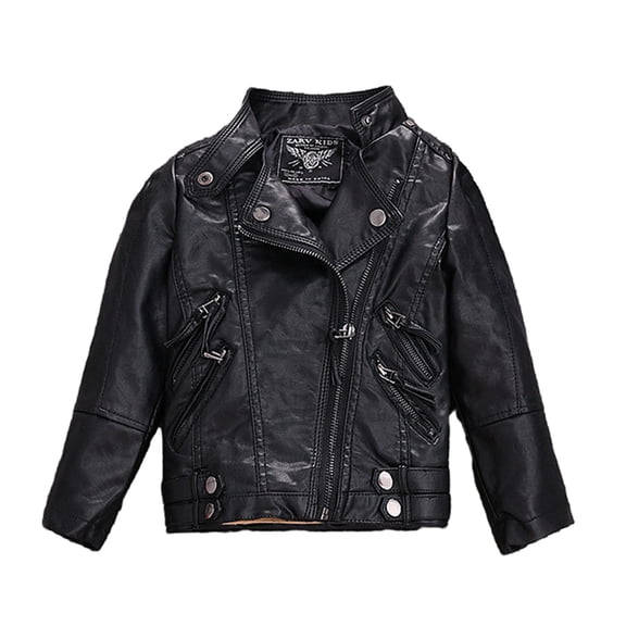 LYMAYTER 2-14T Baby Boys Leather Jacket Toddler Girls Motorcycle Faux Leather Coat Spring PU Soft Leather Jackets