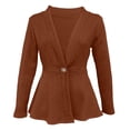 thumbnail image 4 of Sheghy Going Out Tops Long Sleeve Tops for Women, Solid Jacquard Texture Single Button Coat Brown XL, 4 of 5
