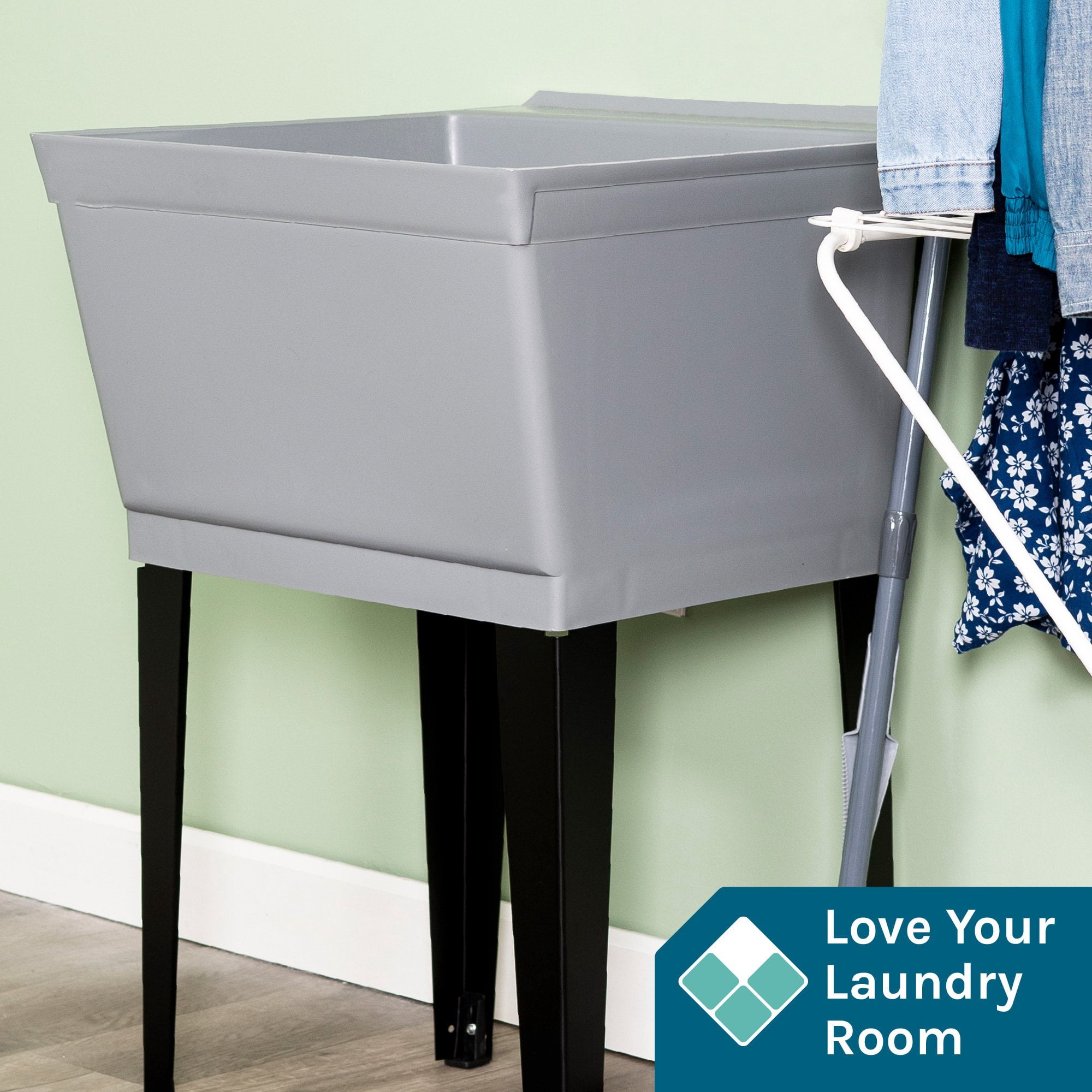 TEHILA Grey Freestanding Floor Mount Utility Sink for Laundry room, Basement and Garage