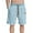 Light Blue, variant on Mens Casual Denim Shorts Elastic Waist Drawstring Wide Leg Loose Fit Blue Color Rolled Hem Washed Summer Shorts